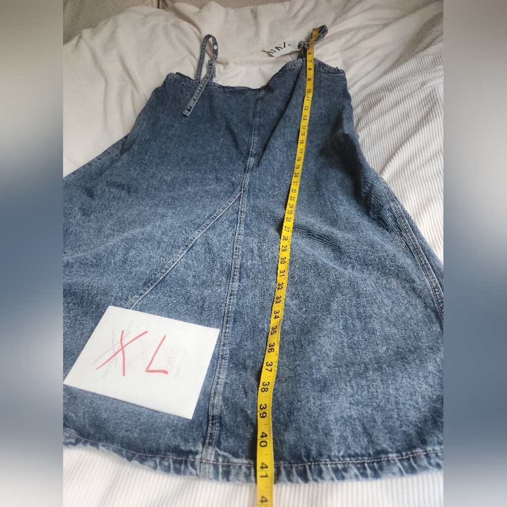 Zara Denim Trf Dress Blue Gray Ajustable Straps BNWT - Picture 7 of 13